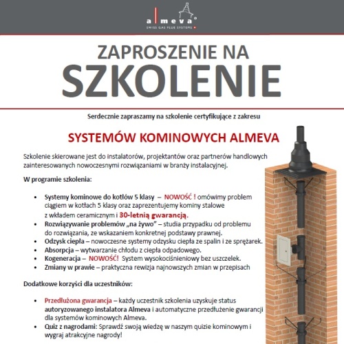 Szkolenie certyfikujące z zakresu systemów kominowych ALMEVA - 12.05.2026